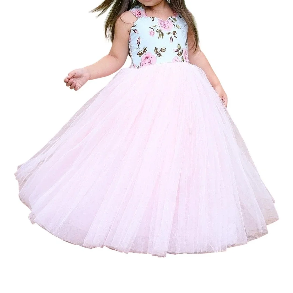 Dollcake 3 Cake Smash Floral Pink‎ Tulle Maxi Gown Dress Fancy Coquette Birthday